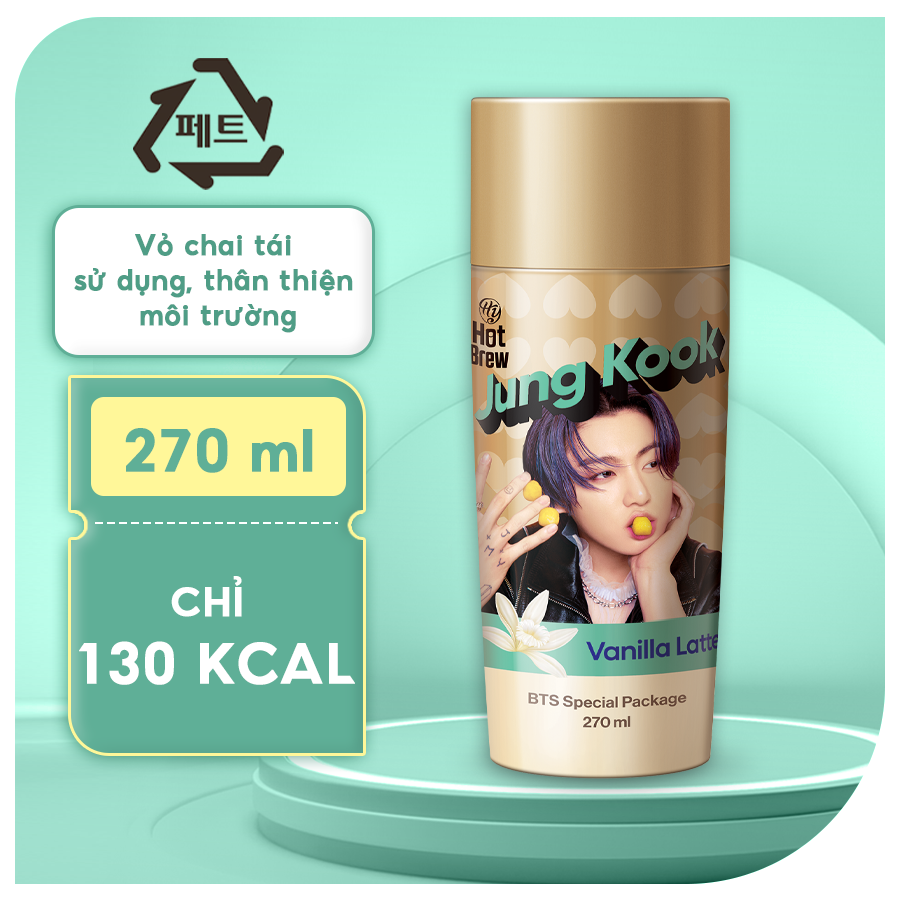  Cà phê Hot Brew vị Vanilla Latte Coffee phiên bản BTS - Cafe uống ngay chai 270ml 