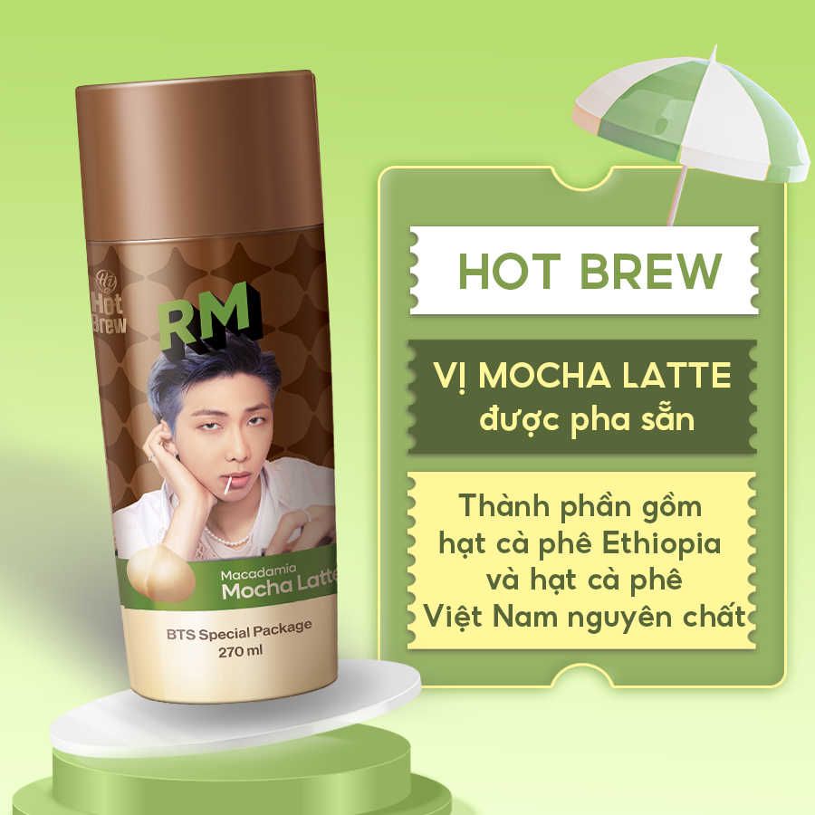  Cafe HY Hot Brew Macadamia Mocha Latte phiên bản BTS - Combo 7 chai 