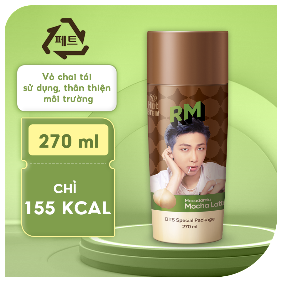  Cà phê Hot Brew vị Macadamia Mocha Latte Coffee phiên bản BTS - Cafe uống ngay có vị mocha, chocolate chai 270ml 