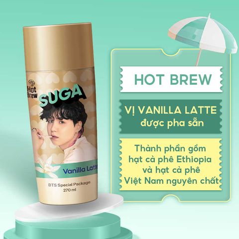 Cafe HY Hot Brew Vanilla Latte Coffee phiên bản BTS - Combo 7 chai 