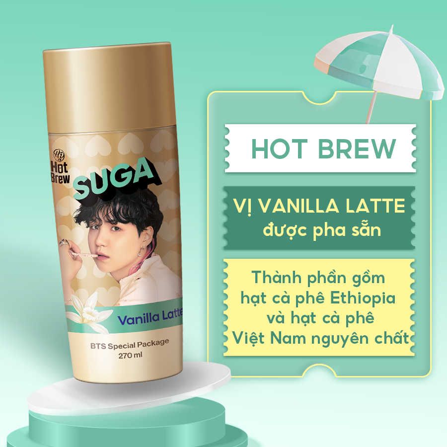  Cafe HY Hot Brew Vanilla Latte Coffee phiên bản BTS - Combo 7 chai 
