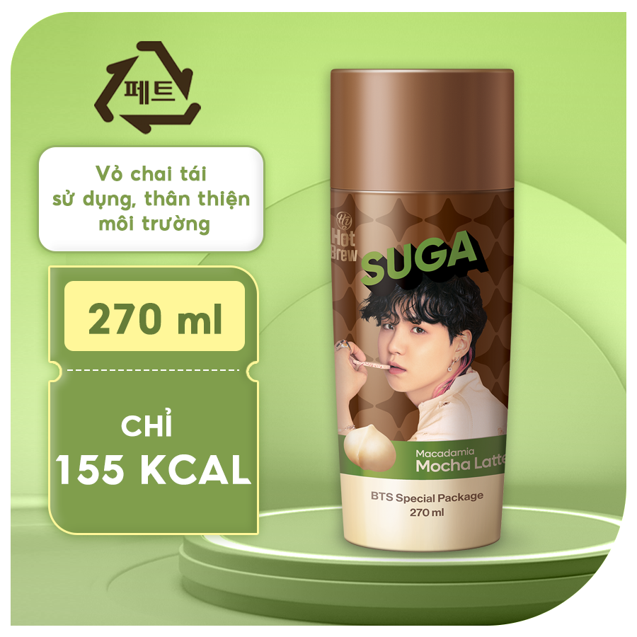  Cà phê Hot Brew vị Macadamia Mocha Latte Coffee phiên bản BTS - Cafe uống ngay có vị mocha, chocolate chai 270ml 