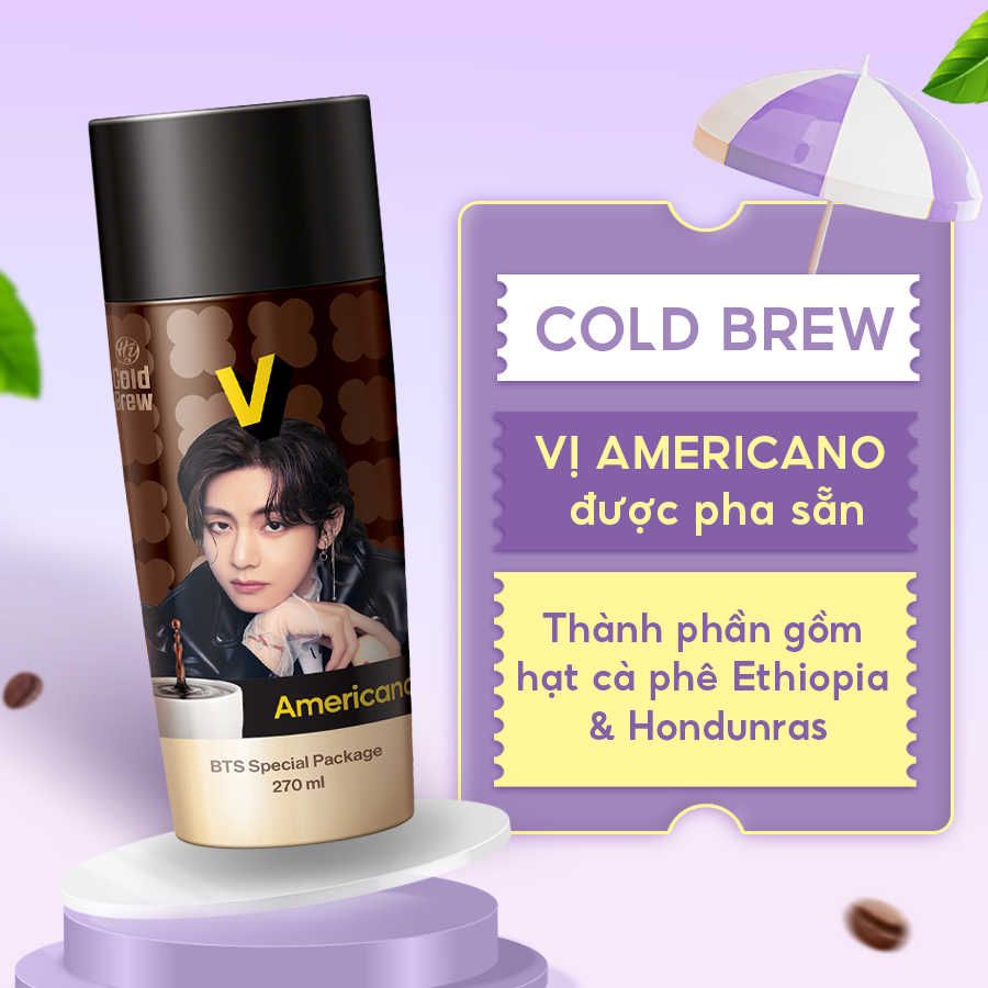  Cafe HY Cold Brew Americano Coffee phiên bản BTS - Combo 7 chai 