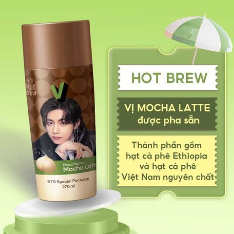  Cafe HY Hot Brew Macadamia Mocha Latte phiên bản BTS - Combo 7 chai 