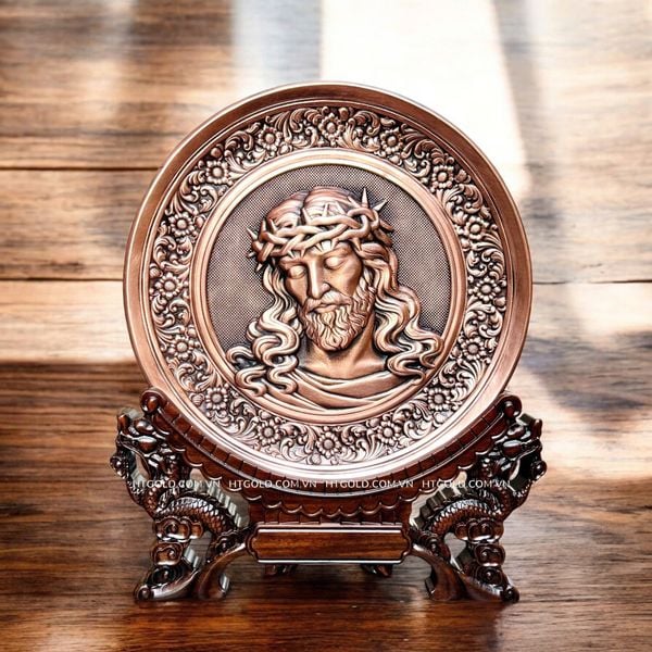 TRANH ĐỒNG CÔNG GIÁO - CHÚA GIÊSU ĐỘI MÃO GAI (Đk 19cm; Cao 25cm)