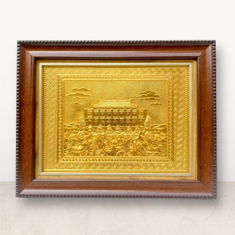 TRANH ĐỒNG BẾN NHÀ RỒNG - BẢO TÀNG HỒ CHÍ MINH, DÁT VÀNG (28cm*34cm)