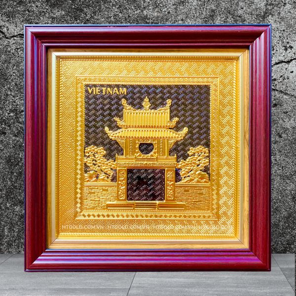 TRANH ĐỒNG KHUÊ VĂN CÁC, MẠ VÀNG 24K <br>(Kích thước 30cm x 30cm)