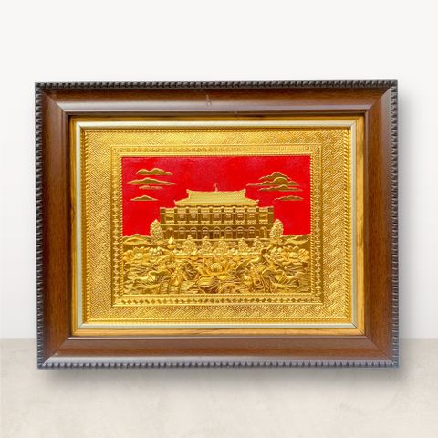 TRANH ĐỒNG BẾN NHÀ RỒNG - BẢO TÀNG HỒ CHÍ MINH, DÁT VÀNG (28cm*34cm)