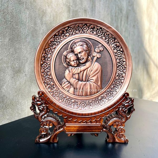 TRANH ĐỒNG CÔNG GIÁO - THÁNH GIUSE BẾ CHÚA (Đường kính 19cm; Cao 25cm)