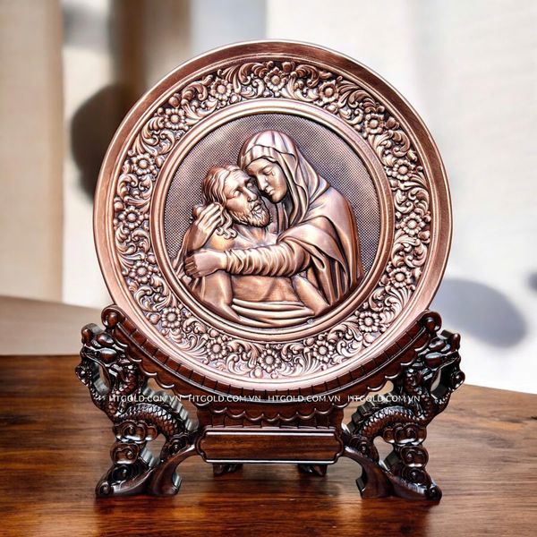 TRANH ĐỒNG CÔNG GIÁO - ĐỨC MẸ SẦU BI (Đk 19cm; Cao 25cm)