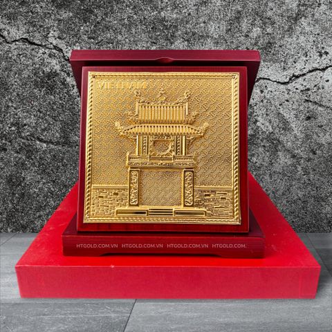 QUÀ TẶNG TRANH ĐỒNG KHUÊ VĂN CÁC, MẠ VÀNG 24k (16cm * 16cm).