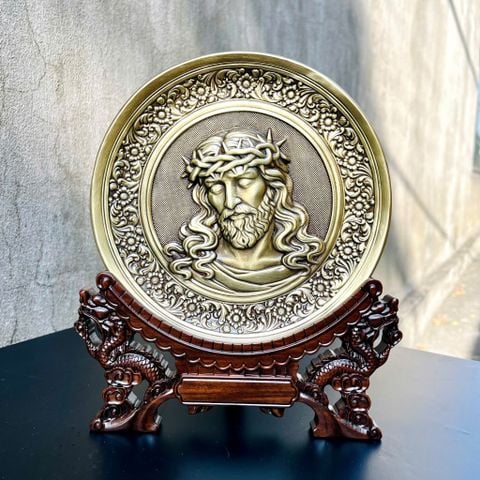 TRANH ĐỒNG CÔNG GIÁO - CHÚA GIÊSU ĐỘI MÃO GAI (ĐK 19cm; Cao 25cm)