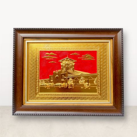 TRANH ĐỒNG CHỢ BẾN THÀNH, DÁT VÀNG (28cm*34cm)