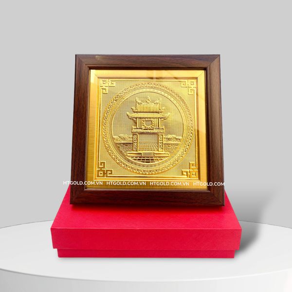 TRANH KHUÊ VĂN CÁC BẰNG ĐỒNG, MẠ VÀNG 24K (20cm x 20cm)