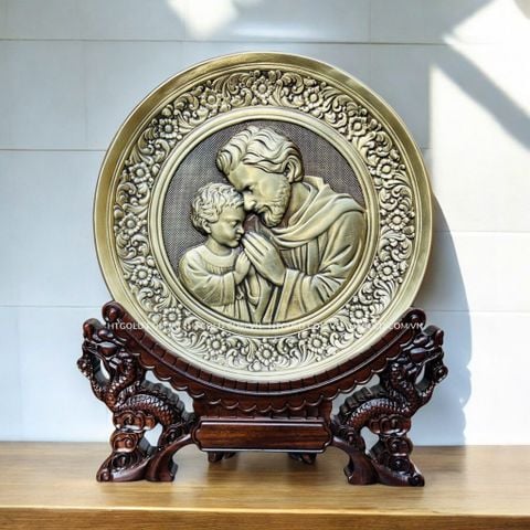 TRANH ĐỒNG CÔNG GIÁO - THÁNH GIUSE BÊN CHÚA (Đường kính 19cm; Cao 25cm)
