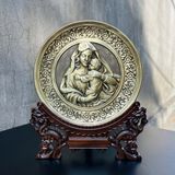 TRANH ĐỒNG CÔNG GIÁO -  ĐỨC MẸ BẾ CHÚA GIÊSU (Đk 19cm; Cao 25cm)