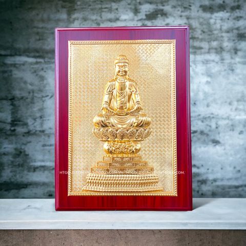 TRANH ĐỒNG PHẬT A-DI-ĐÀ THỜI LÝ, DÁT VÀNG (Kích thước 32cm x 23cm)