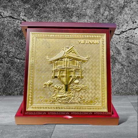 QUÀ TẶNG TRANH ĐỒNG CHÙA MỘT CỘT (23cm * 23cm)