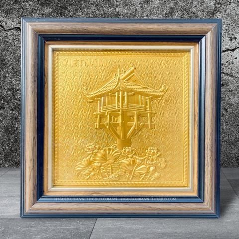 QUÀ TẶNG TRANH ĐỒNG CHÙA MỘT CỘT DÁT VÀNG (26cm * 26cm)