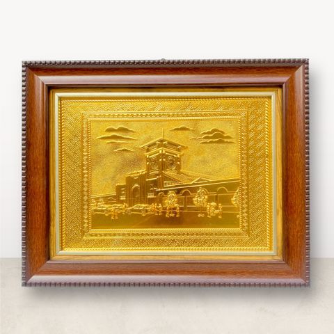 TRANH ĐỒNG CHỢ BẾN THÀNH, DÁT VÀNG (28cm*34cm)