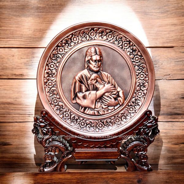 TRANH ĐỒNG CÔNG GIÁO - ĐỨC GIÊSU MỤC TỪ NHÂN LÀNH (Đường kính 19cm; Cao 25cm)