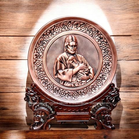 TRANH ĐỒNG CÔNG GIÁO - ĐỨC GIÊSU MỤC TỪ NHÂN LÀNH (Đường kính 19cm; Cao 25cm)
