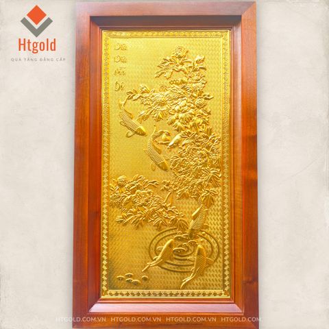 TRANH ĐỒNG NIÊN NIÊN HỮU DƯ, DÁT VÀNG (68cm*38cm).
