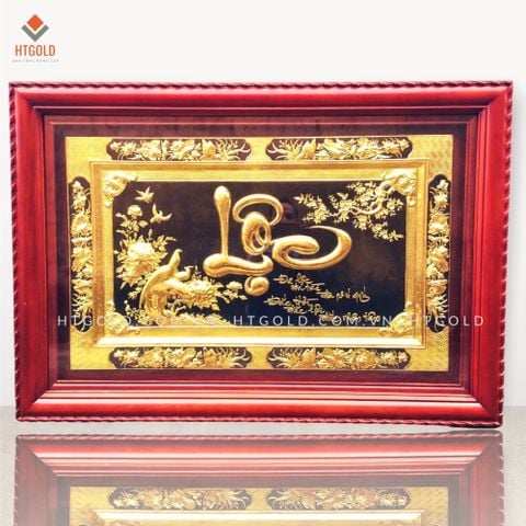 TRANH ĐỒNG CHỮ LỘC THƯ PHÁP, MẠ VÀNG 24K (Kích thước 88cm x 128cm)