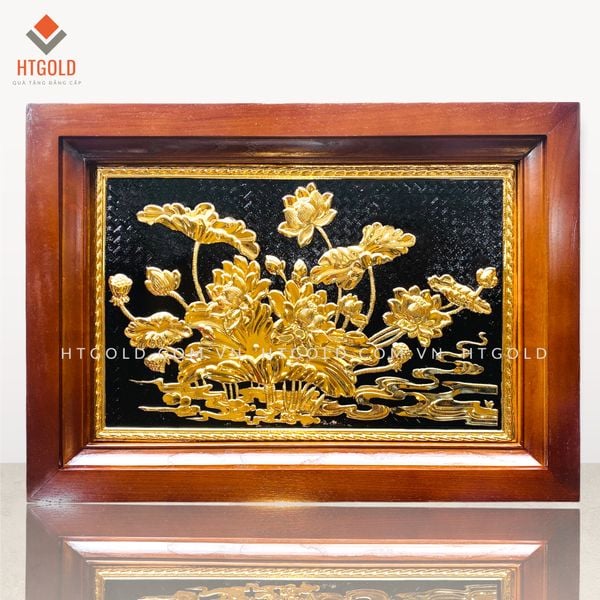 TRANH HOA SEN - MẠ VÀNG 24K (Kích thước 38cm x 54cm)