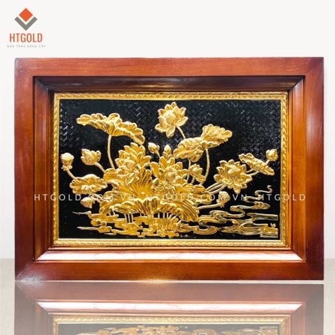 TRANH HOA SEN DÁT VÀNG (Kích thước 38cm x 54cm)