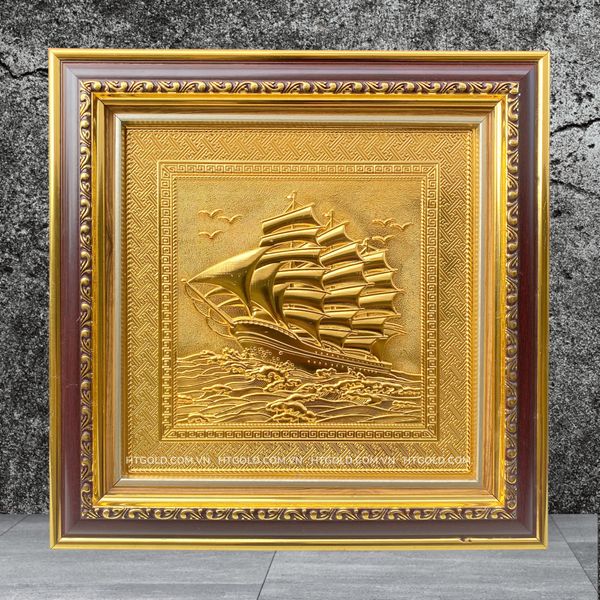 TRANH ĐỒNG THUẬN BUỒM XUÔI GIÓ, MẠ VÀNG 24k (Kích thước 30cm x 30cm)...