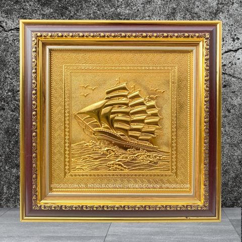 TRANH ĐỒNG THUẬN BUỒM XUÔI GIÓ, DÁT VÀNG (30cm*30cm)
