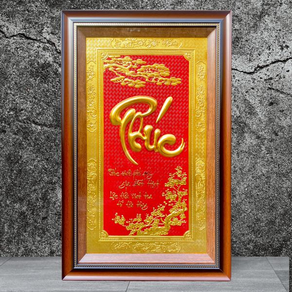 TRANH ĐỒNG CHỮ PHÚC DÁT VÀNG <br> ( Kích thước 50cm x 80cm)