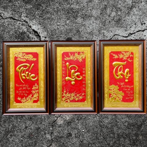 BỘ TRANH ĐỒNG PHÚC LỘC THỌ DÁT VÀNG (80cm*50cm)