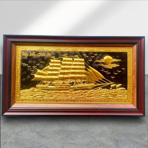 TRANH ĐỒNG THUẬN BUỒM XUÔI GIÓ, DÁT VÀNG (50cm*90cm)