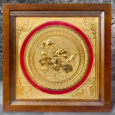 TRANH ĐỒNG HOA SEN DÁT VÀNG (Kích thước 52cm x 52xm)