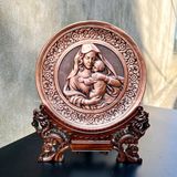 TRANH ĐỒNG CÔNG GIÁO - ĐỨC MẸ MARIA BẾ CHÚA GIÊSU (Đk 19cm; Cao 25cm)