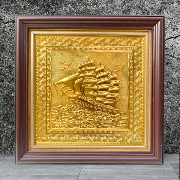 TRANH ĐỒNG THUẬN BUỒM XUÔI GIÓ, MẠ VÀNG 24k (Kích thước 30cm x 30cm)...