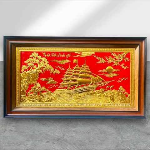 TRANH THUẬN BUỒM XUÔI GIÓ BẰNG ĐỒNG, DÁT VÀNG (62cm*108cm)