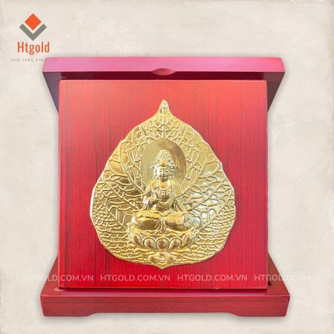 HỘP QUÀ TẶNG LÁ BỒ ĐỀ BẰNG ĐỒNG (Kích thước 16cm)