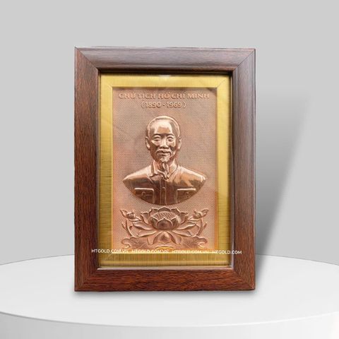 TRANH CHÂN DUNG BÁC HỒ BẰNG ĐỒNG (15cm x 20cm).