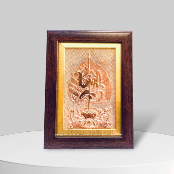 TRANH LÁ BỒ ĐỀ BÌNH AN BẰNG ĐỒNG ĐỎ (15cm x 20cm)