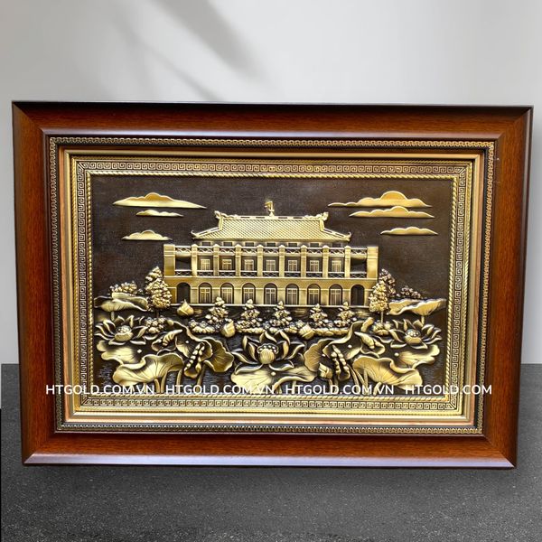 TRANH BẾN NHÀ RỒNG - BẢO TÀNG HỒ CHÍ MINH BẰNG ĐỒNG (40cm x 55cm)