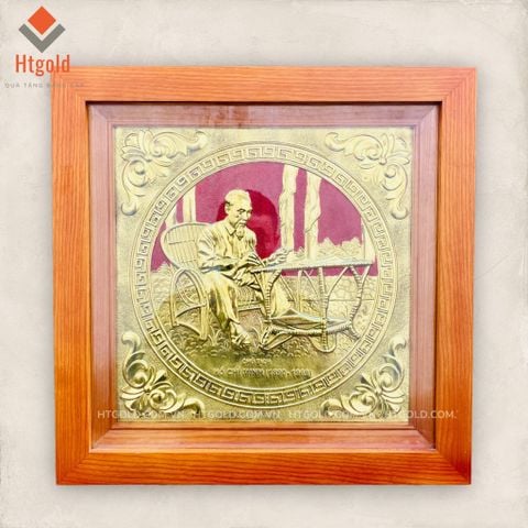 TRANH ĐỒNG BÁC HỒ NGỒI GHẾ MÂY (38cm*38cm)