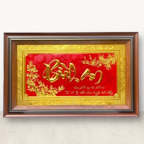 TRANH ĐỒNG CHỮ BÌNH AN, DÁT VÀNG (50cm*80cm)