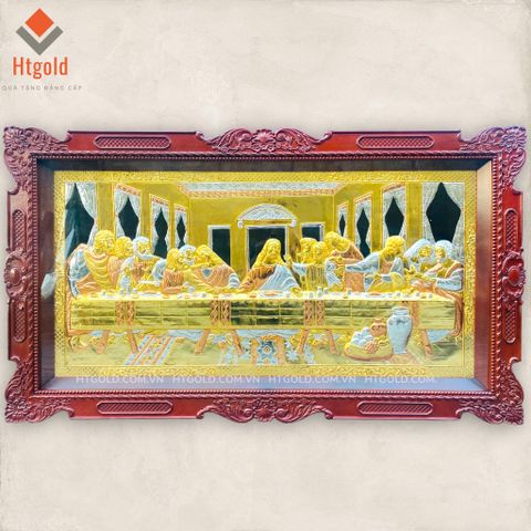 TRANH ĐỒNG BỮA TIỆC LY, MẠ VÀNG DÁT ĐIỂM BẠC (Kích thước 88cm x 155cm).