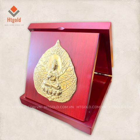 HỘP QUÀ TẶNG LÁ BỒ ĐỀ BẰNG ĐỒNG (Kích thước 16cm)
