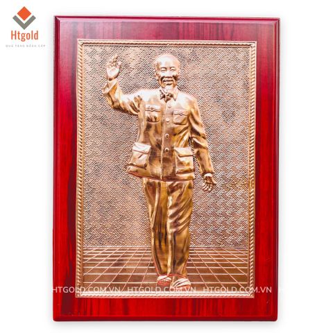 TRANH CHÂN DUNG CHỦ TỊCH HỒ CHÍ MINH BẰNG ĐỒNG ĐỎ (32cm*23cm)