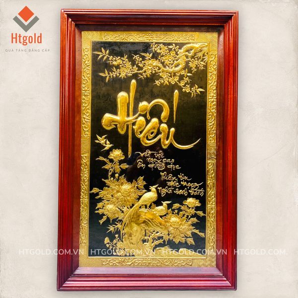 TRANH ĐỒNG CHỮ HIẾU, MẠ VÀNG 24K (Kích thước 68cm - 107cm) - QUÀ TẶNG CAO CẤP