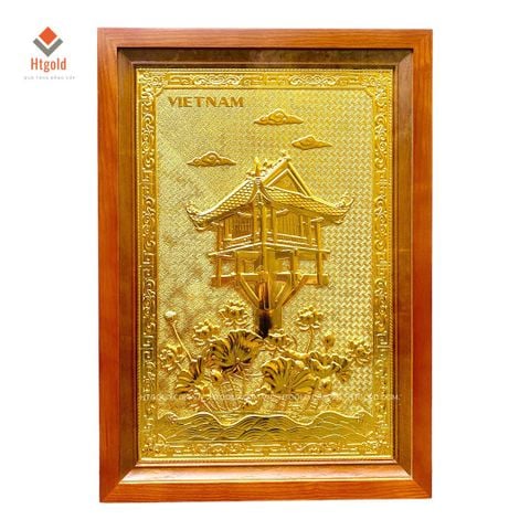 TRANH CHÙA MỘT CỘT MẠ VÀNG 24K (48cm * 68cm)